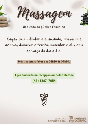Massagem Relaxante é ofertada semanalmente na SPI de BC